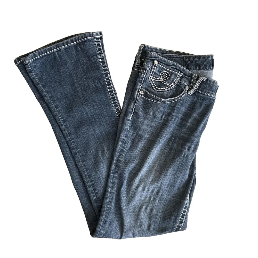 Seven7 Jeans Blue Bootcut Rhinestone Size 12 - Picture 2 of 13